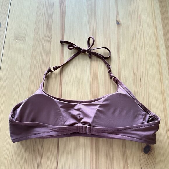 NWT Aerie Brown Halter Swim Top Beach Padded Pool Bikini Top Solid XL - Picture 2 of 5